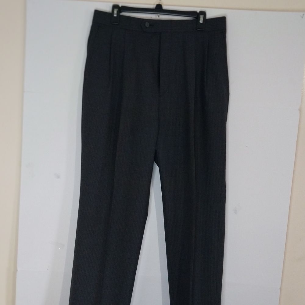 100% Pure Wool Men's ⁰Dress Pants – Gray Herringbone Trousers – W34  Classic